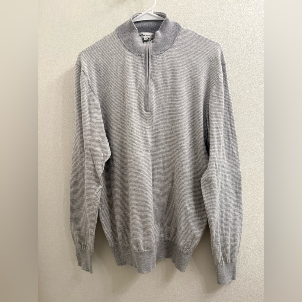 Peter Millar Light Gray Zip-Up Sweater